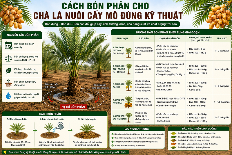 Cách bón phân cho chà là nuôi cấy mô đúng kỹ thuật