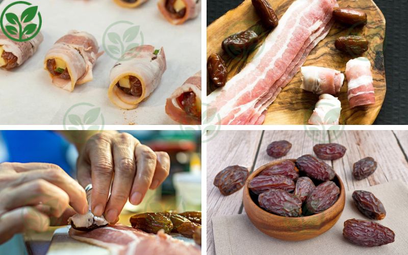 Cách làm thịt xông khói cuộn chà là