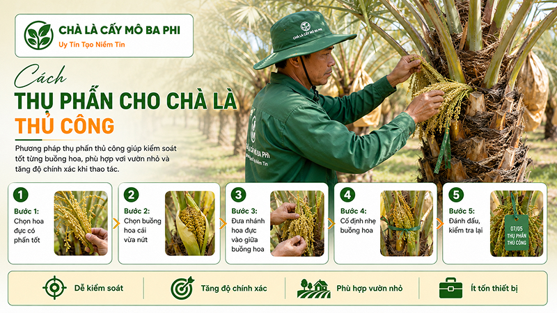 Cách thụ phấn cho chà là thủ công