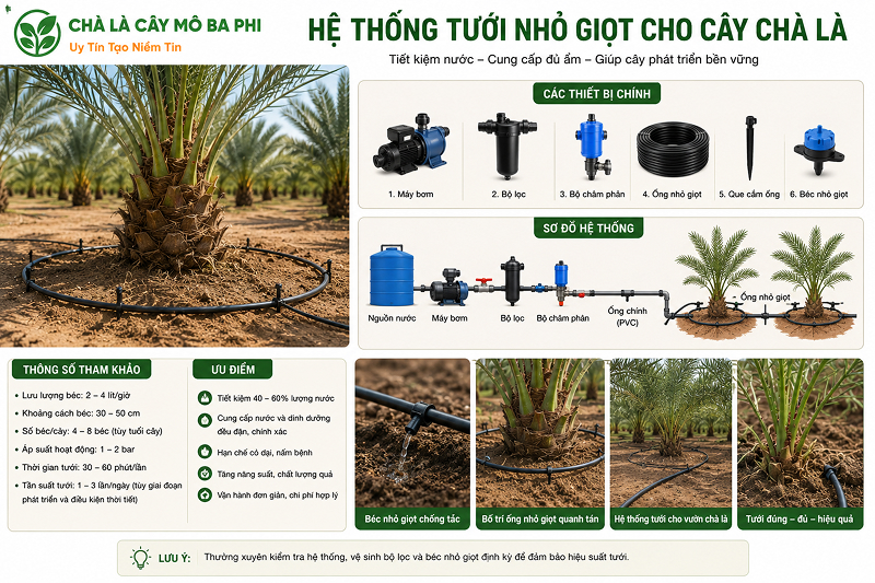 Chi phí lắp hệ thống tưới nhỏ giọt cho vườn chà là