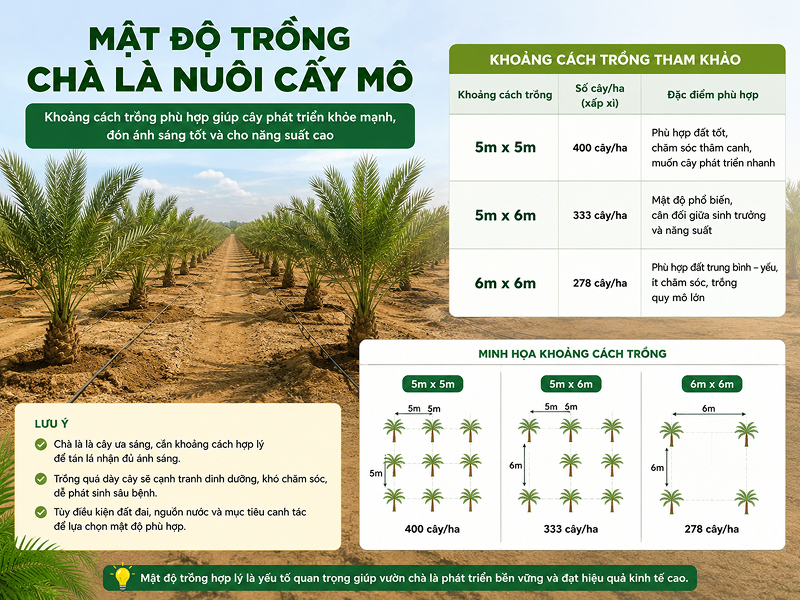 Mật độ trồng chà là nuôi cấy mô bao nhiêu là phù hợp?